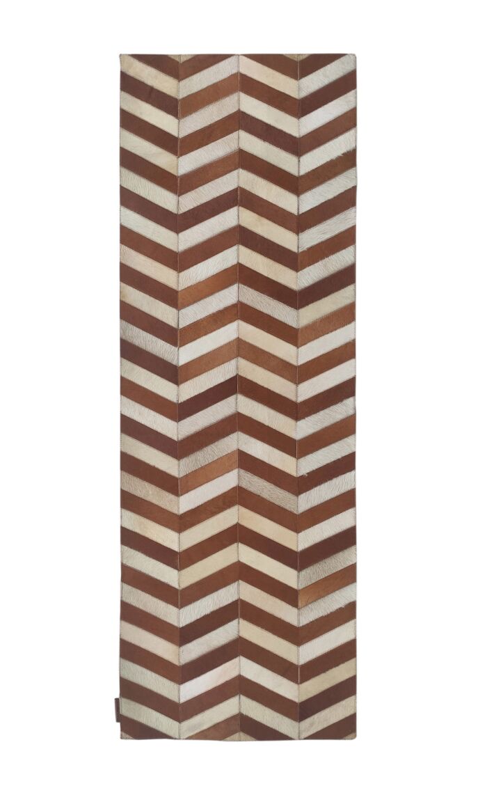 Handcrafted tan leather rug LR 003, 60x180cm