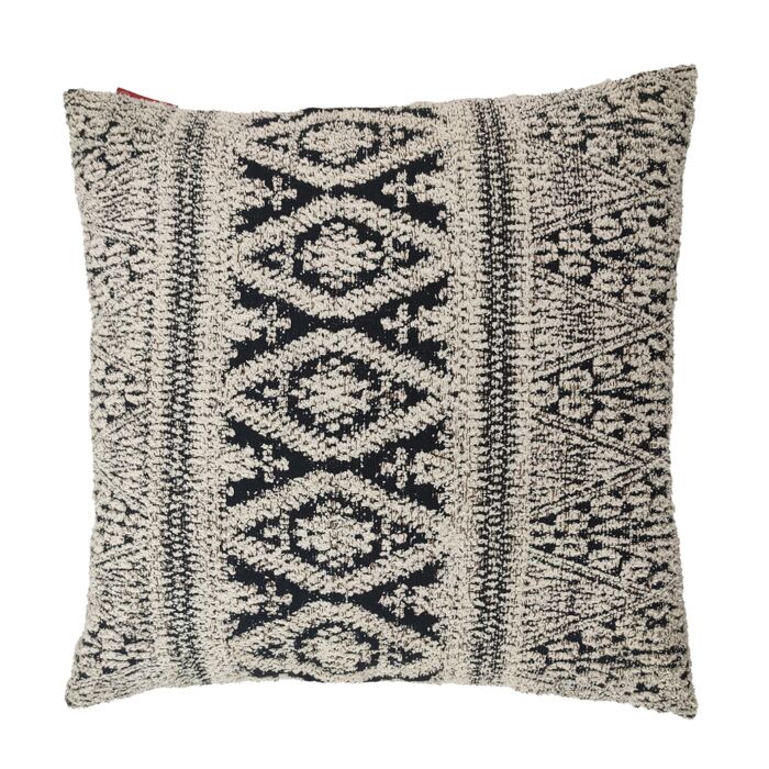 ⁦Natural and Black Color Cotton Cushion with Filler for Indoor and Outdoor - CS 204 (60x60cm)⁩ - الصورة ⁦1⁩