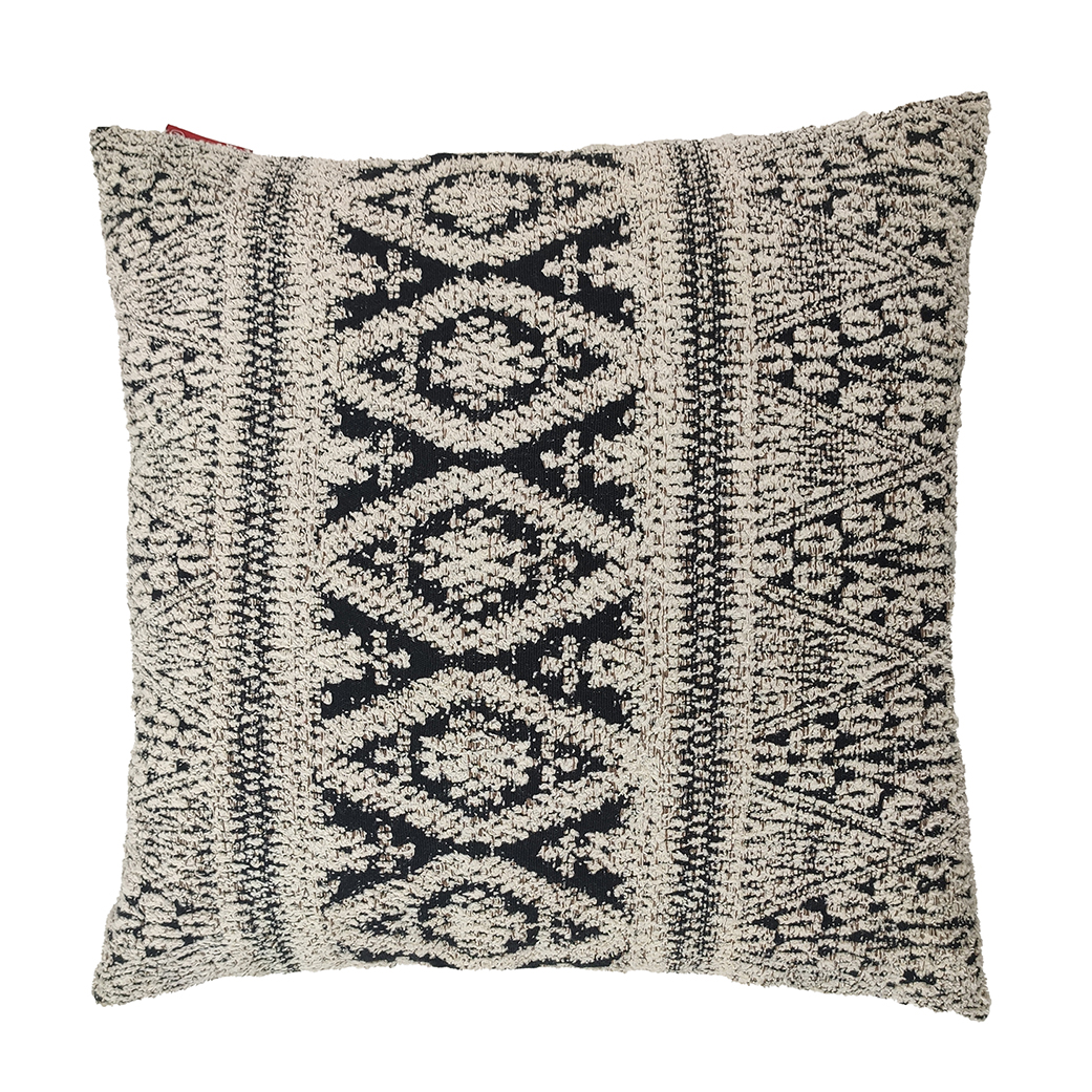 60X60 Natural and Black Color Cotton Cushion with Filler for Indoor and Outdoor - CS 204 (60x60cm) - الصورة 1