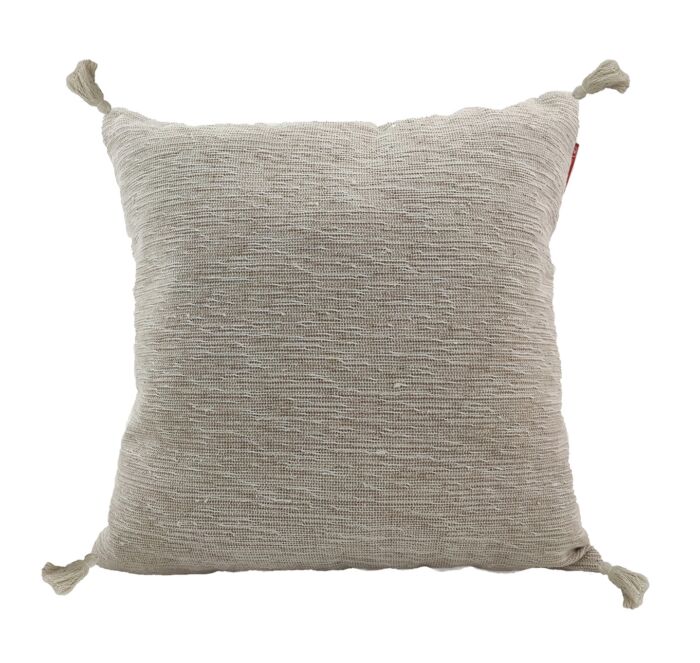 ⁦White & Beige Color Cotton Cushion with Filler for Window Seat, Cafe - CS 214 (60x60cm)⁩ - الصورة ⁦1⁩