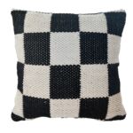 Black & White Polyester Cushion with Filler for Balcony, Couch, Floor - CS 255 (60x60cm)