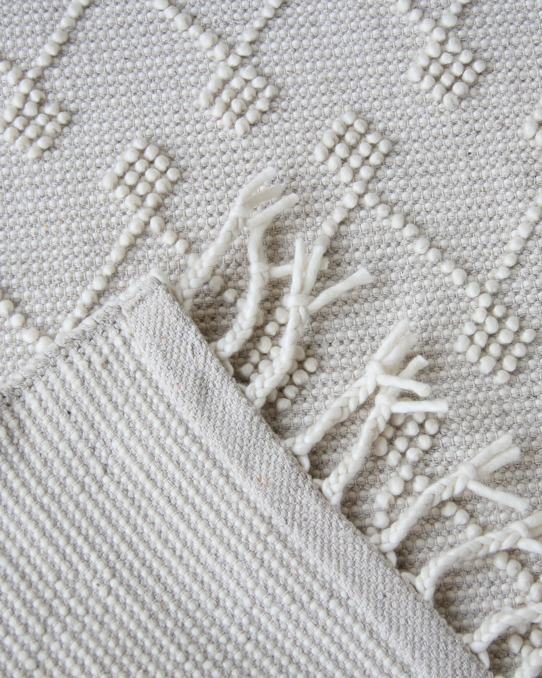 666.jpg Natural White Color Wool & Cotton Woven Rug - SRN 005 (80x200cm) - Image 7