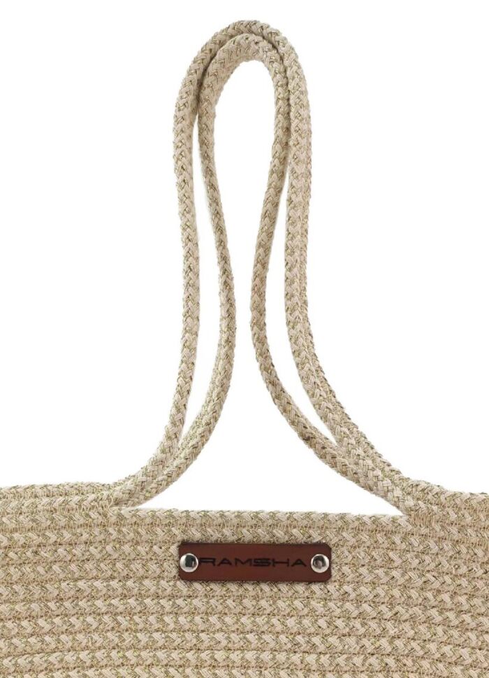 ⁦Handmade Jute & Cotton Basket with Handle - BS 012 (40x25x30cm)⁩ - الصورة ⁦3⁩