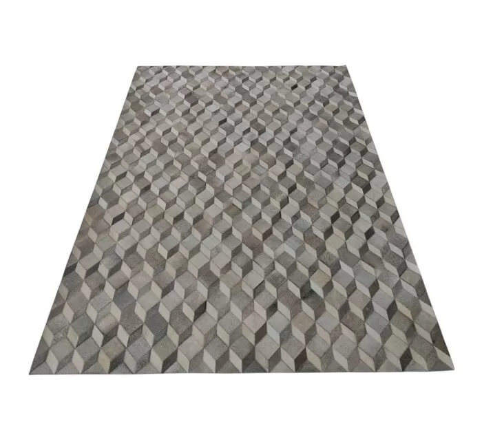Decorative area leather rug for bedroom LR-001 grey color 140X200cm. Ramsha Home 5