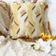 Embroidered cotton cushion CS-259, yellow color, 45x45cm, perfect for window seat decor by Ramsha Home.