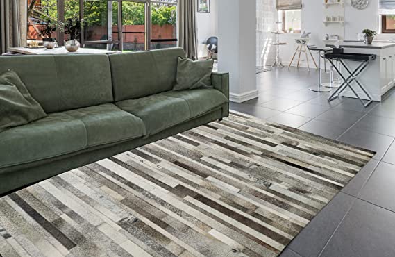 Elegant Grey Leather Rug LR 004 for Kitchen Decor - 140x200cm Kitchen decor grey leather rug LR 004, 140x200cm