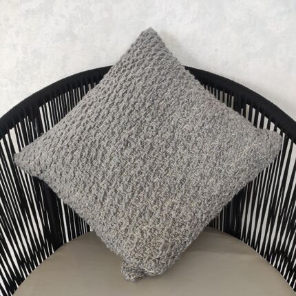 Indoor and outdoor grey polyester cushion CS-254 with filler, decorative woven texture 45x45cm by Ramsha Home.