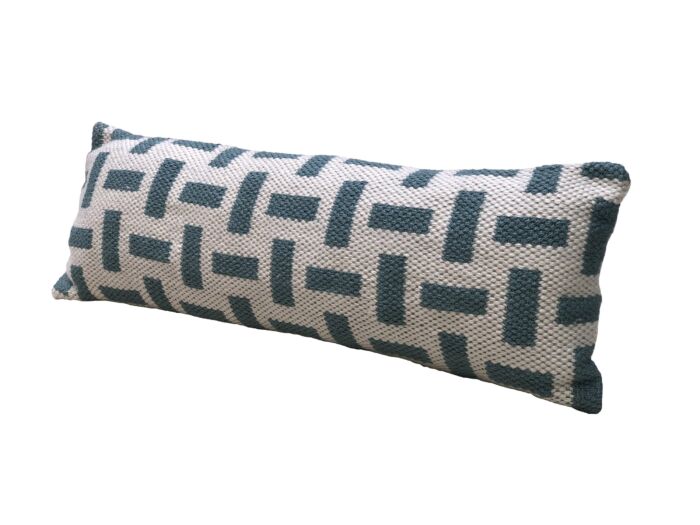 Soft polyester cushion CS-256, hallway and office decor, light blue and cream, 30X90cm