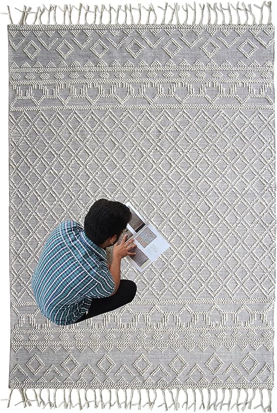 Stylish Natural White Woven Rug for Indoor Decor - SRN 004 (80x200cm) by Ramsha Home Stylish natural white woven rug for indoor decor - SRN 004 (80x200cm) by Ramsha Home