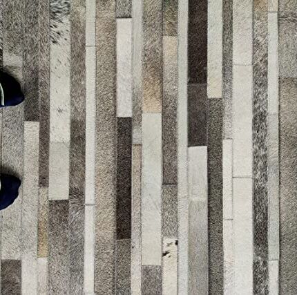 Leather rug in grey color LR 004, 60x180cm