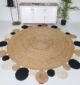 Elegant natural and black braided jute rug for drawing room - BR 029 (200cm) by Ramsha Home