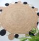 Natural and black handmade braided jute rug for bedroom - BR 029 (200cm) by Ramsha Home