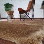 Sideways View of MPS-03 A Beige Shaggy Rug - Ramsha Home