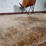 Sideways Close-up of MPS-03 A Beige Shaggy Rug - Ramsha Home