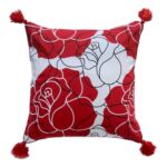 Red & White Color Polyester Cushion with Filler for Bed, Couch, Floor - CS 232 (40x40cm)