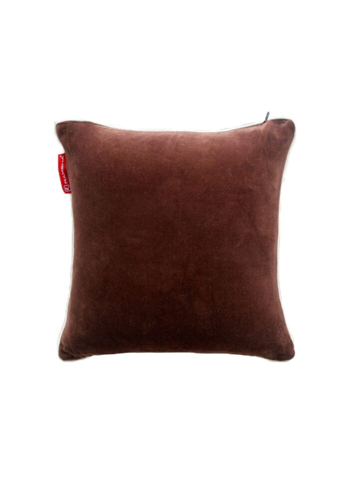 ⁦Brown Color Velvet Cushion with Filler for Hallway, Sofa, Cafe - CS 233 (45x45cm)⁩ - الصورة ⁦1⁩