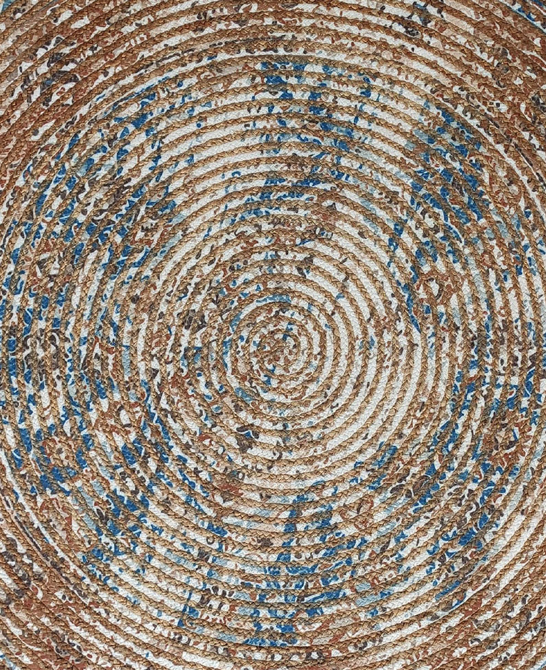 EEE-2.jpg Luxurious Handmade Multi Color Jute & Pet Yarn Entryway Round Braided Rug - BR 023 (150cm) - Image 4