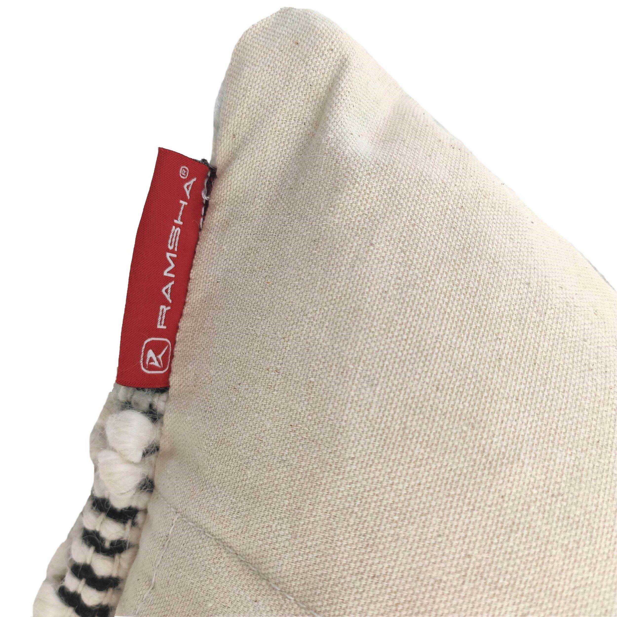 Elegant 45x45cm Woven Cotton and Wool Cushion for Couch (CS-050) by Ramsha Home Elegant 45x45cm woven cushion in cotton and wool, natural and black color, CS-050, perfect for couch decor by Ramsha Home.