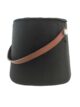 Handcrafted comfort polyester pouf with leather handle PF-022 black color By Ramsha Home