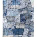 Blue Multi Color Denim Cotton Rug - DN 001 (140x200cm)