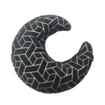 Chic 45x45cm poly velvet moon shape cushion in black and silver, CS-110, with plush filler, ideal for modern home decor by Ramsha Home.