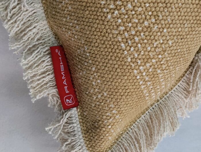 ⁦Beige Color Handmade Decor Cotton Cushion with Filler - CS 141 (45x45cm)⁩ - الصورة ⁦3⁩