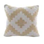 Light Beige & White Color Cotton Cushion with Filler for Bedroom, Couch, Car - CS 179 (45x45cm)