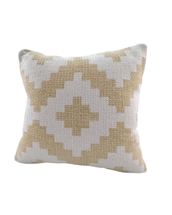 ⁦Light Beige & White Color Cotton Cushion with Filler for Bedroom, Couch, Car - CS 179 (45x45cm)⁩ - الصورة ⁦2⁩