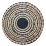 Luxurious Handmade Multi Color Braided Jute Printed Decor Round Rug - BR 043 (90cm)
