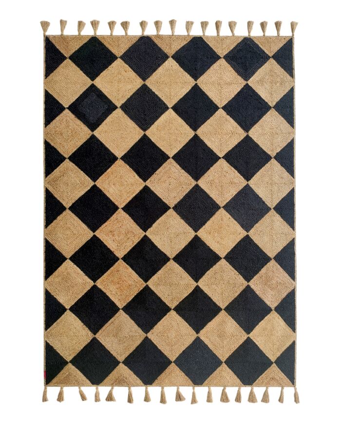 Handmade Natural & Black Color with Tassel Braided Rug - BR 030 (200x280cm)
