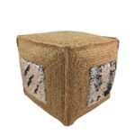 Jute sequin PF-097 home area pouf, natural color, 40x40x40cm.