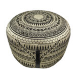 Drawing room decor pouf PF-092, black and gold color, 50x50x30cm.