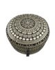 Black and gold color printed home area pouf, 50x50x30cm.