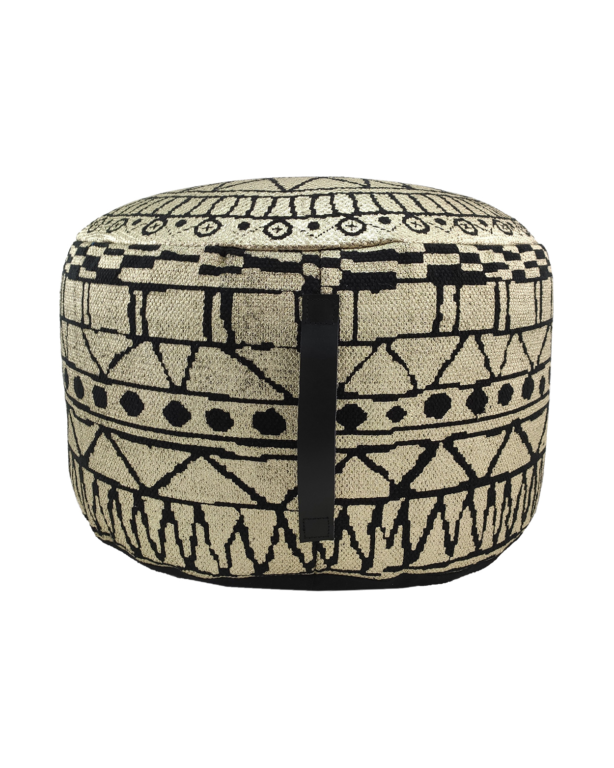 Black and Gold Color Drawing Room Decor Pouf - PF-093 (50x50x30cm) Black and gold color drawing room decor pouf PF-093, 50x50x30cm.