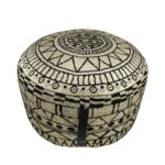 Drawing room decor pouf PF-093, black and gold color, 50x50x30cm.