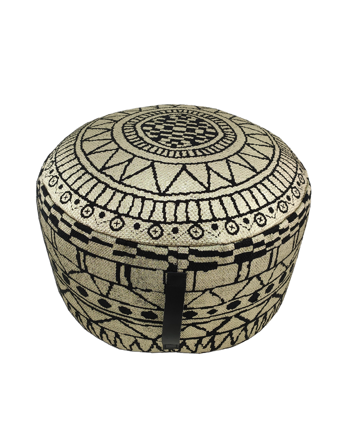 Drawing Room Decor Pouf PF-093 - Black and Gold Color (50x50x30cm) Drawing room decor pouf PF-093, black and gold color, 50x50x30cm.