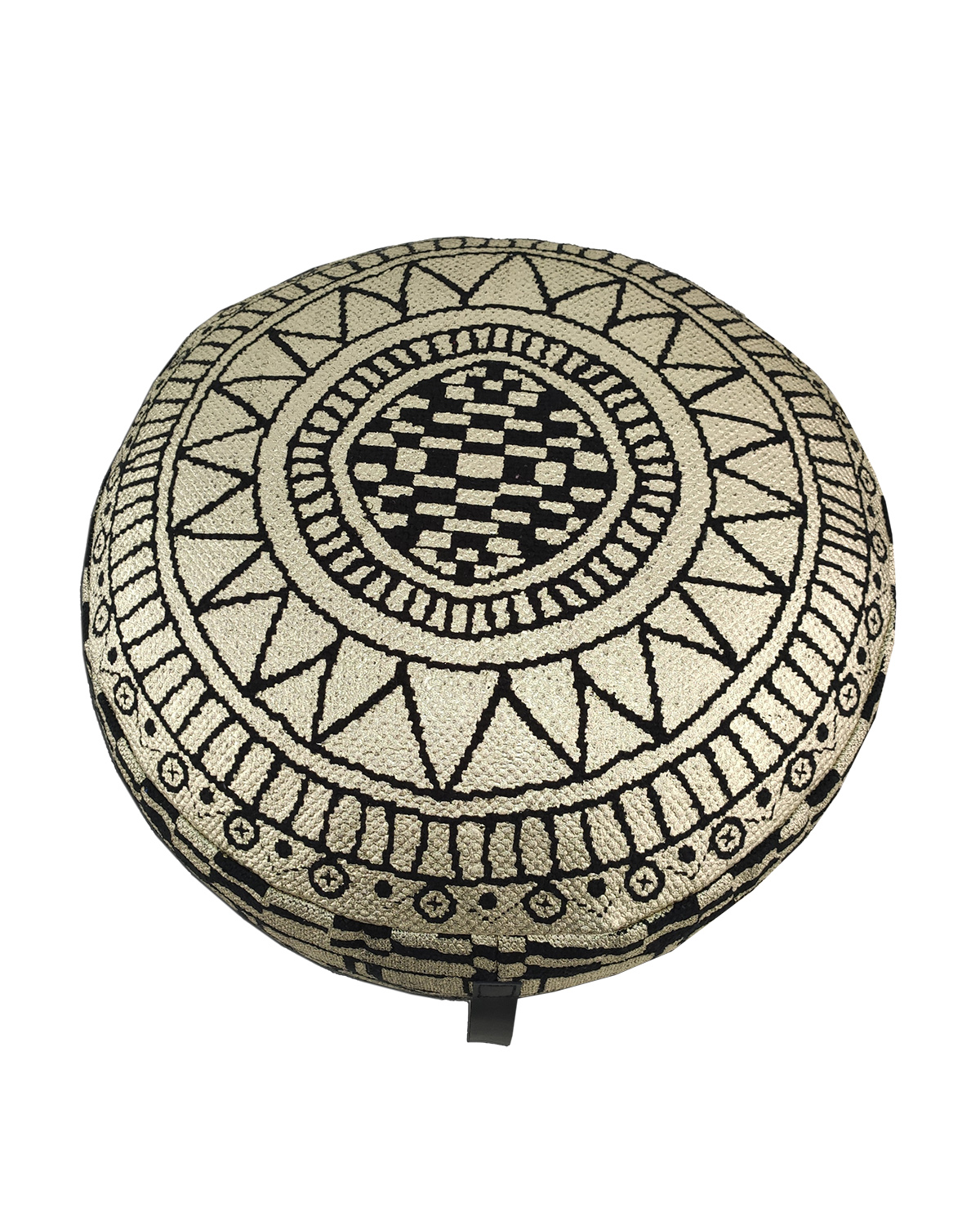 Black and Gold Color Drawing Room Decor Pouf (50x50x30cm) PF-093 black and gold color drawing room decor pouf, 50x50x30cm.