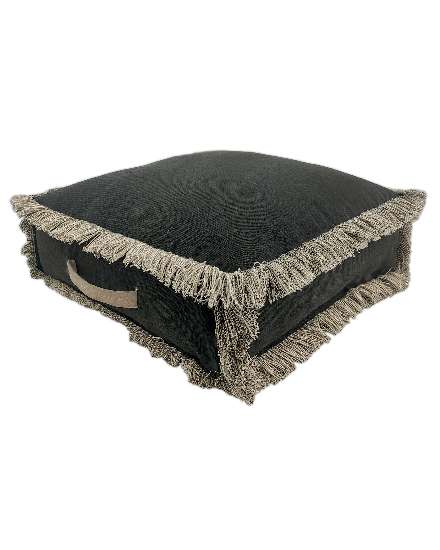 Handcrafted black pouf for living room PF-084 50X50X15cm By Ramsha Home Handcrafted black pouf for living room PF-084 By Ramsha Home