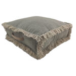 Handcrafted cotton pouf for hallway PF-085 grey color By Ramsha Home
