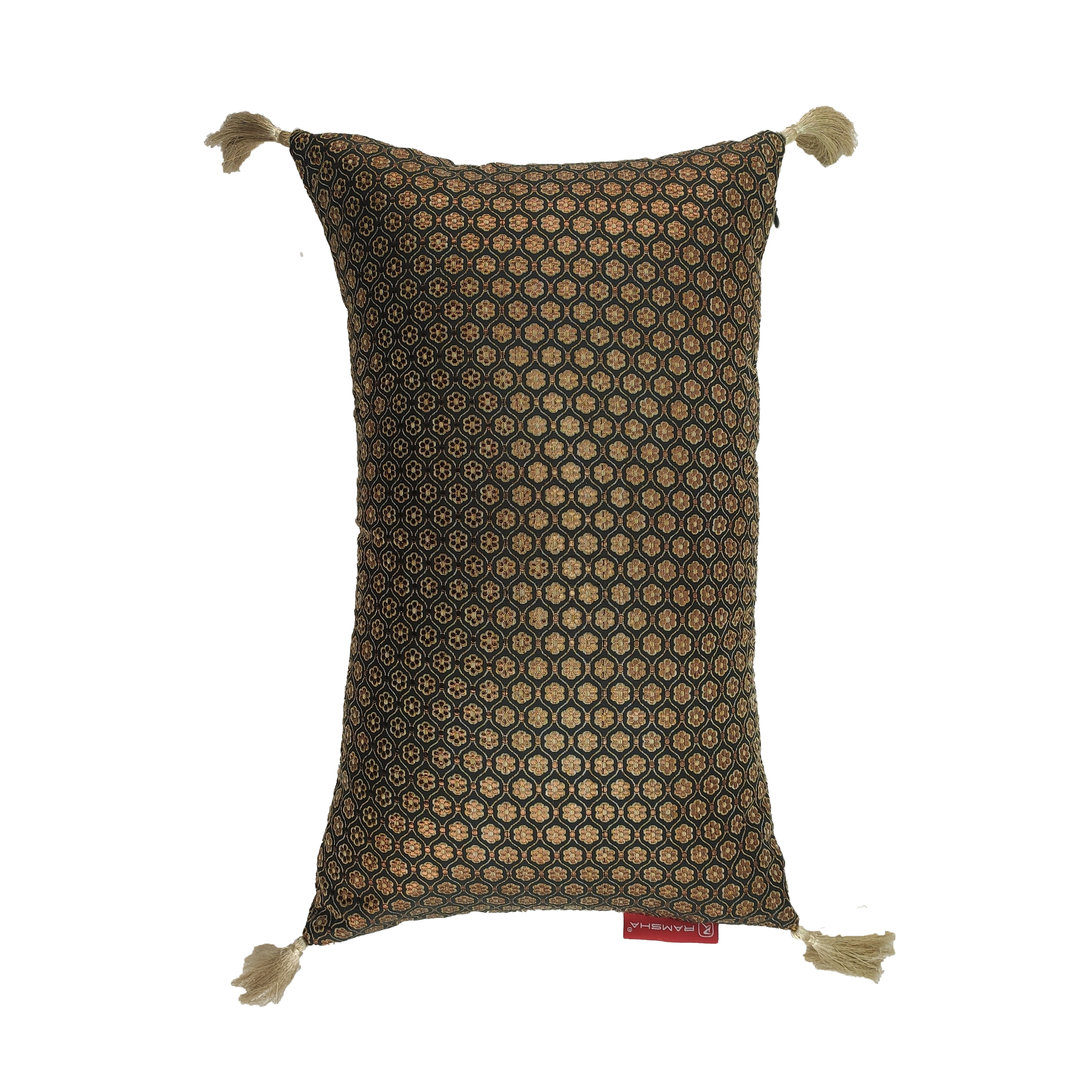 IMG_20230103vm'[httjpg Black & Gold Color Polyester Cushion with Filler for Window Seat, Bed, Floor - CS 230 (30x50cm) - الصورة 6