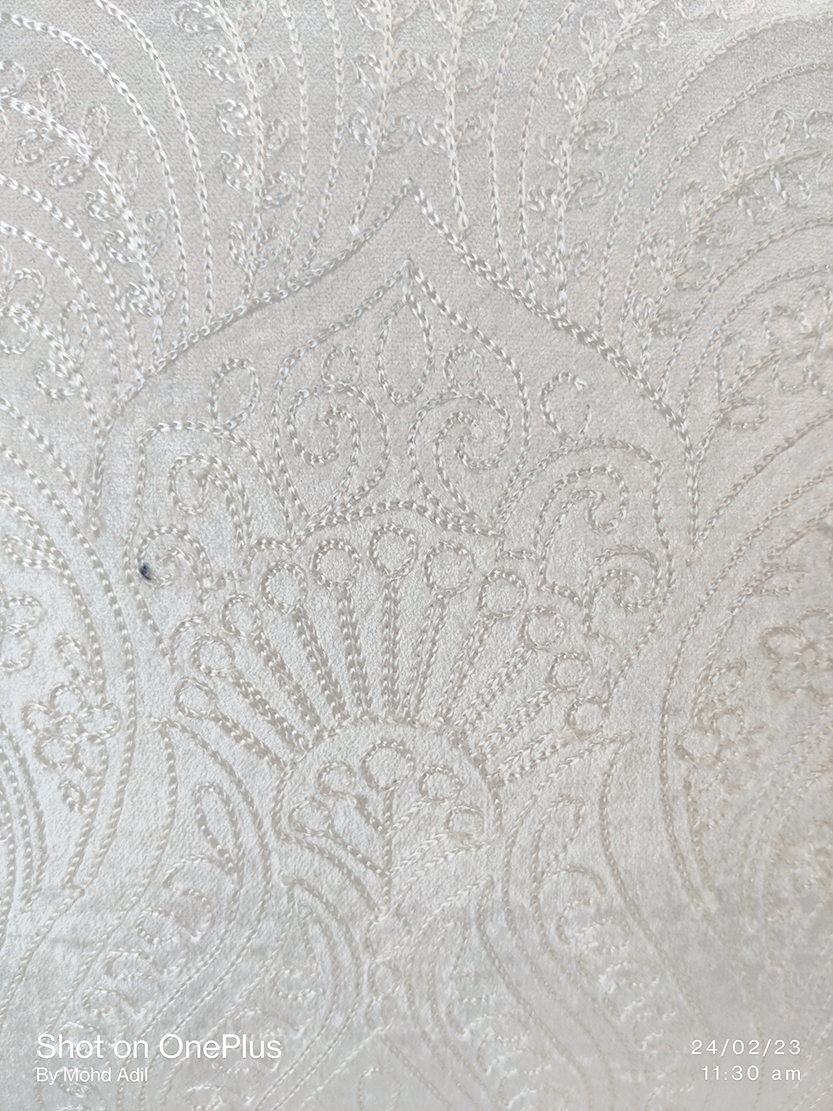 Cotton Cushion with Filler CS-266: Embroidered Elegance for Your Home Decor Cotton cushion with filler CS-266, embroidered design, white color 45x45cm for cozy home decor by Ramsha Home.