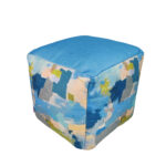 Printed pouf PF-114 for living room decor, multi color, 40x40x40cm - trendy design by Ramsha Home.