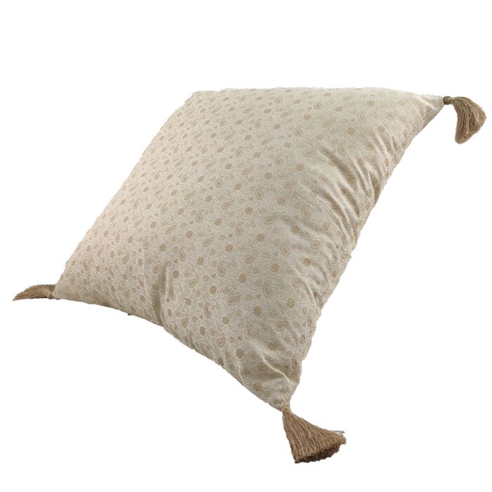 ⁦White and Gold Color Polyester Cushion with Filler for Living Room, Couch - CS 231 (60x60cm)⁩ - الصورة ⁦2⁩
