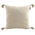 White and Gold Color Polyester Cushion with Filler for Living Room, Couch - CS 231 (60x60cm)
