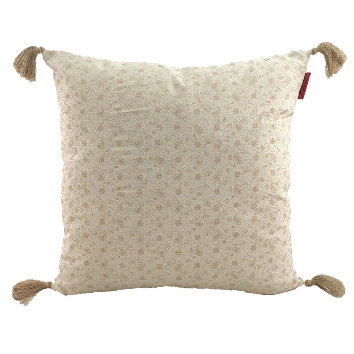 ⁦White and Gold Color Polyester Cushion with Filler for Living Room, Couch - CS 231 (60x60cm)⁩ - الصورة ⁦1⁩