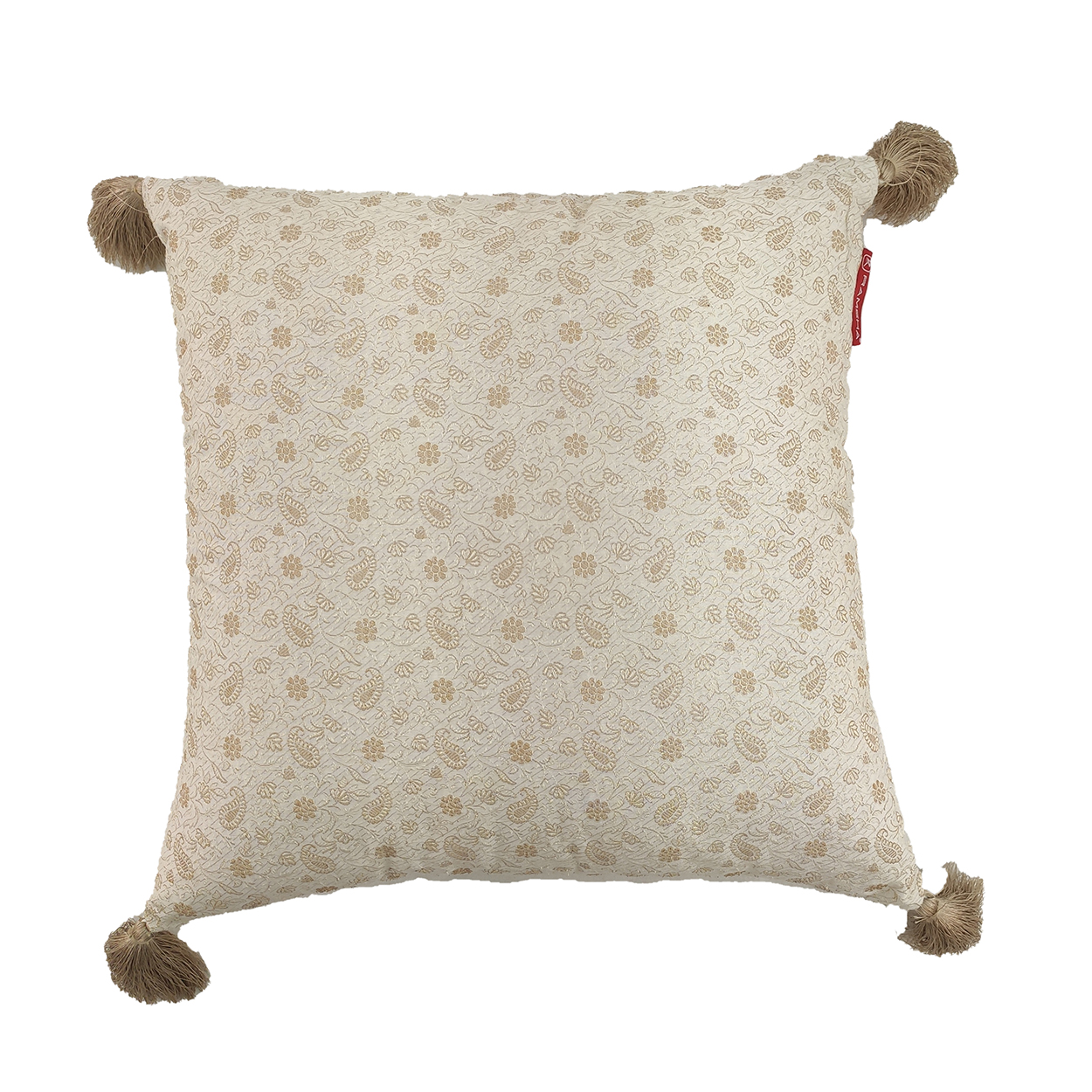IMjjpkt0459 White & Gold Color Polyester Cushion with Filler for Living Room, Couch - CS 231 (45x45cm) - الصورة 3