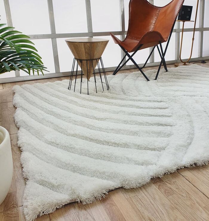 Elegant white shaggy carpet for dining room elegance - MP3D 01 (170x240cm) by Ramsha Home