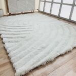 Premium white shaggy rug for dining room interiors - MP3D 01 (170x240cm) by Ramsha Home