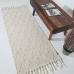 Natural White Color Wool & Cotton Woven Rug - SRN 005 (80x200cm)