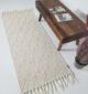 Natural White Color Wool & Cotton Woven Rug - SRN 005 (80x200cm)